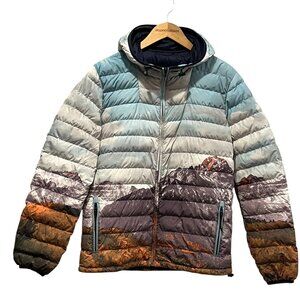 American Eagle Down Puffer Jacket, Mountain Photo, S